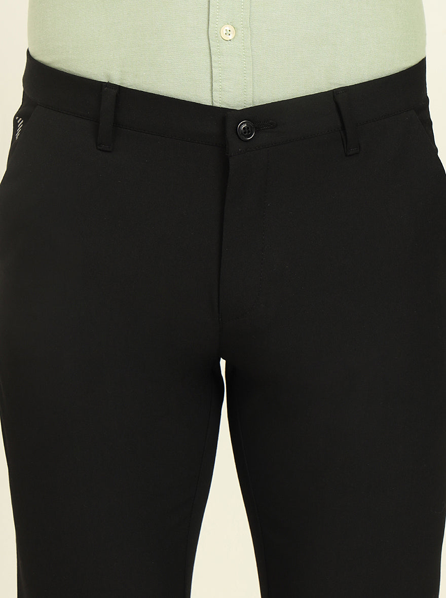 Black Solid Venice Fit Casual Trouser | JadeBlue