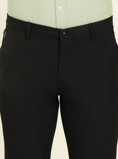 Black Solid Venice Fit Casual Trouser | JadeBlue