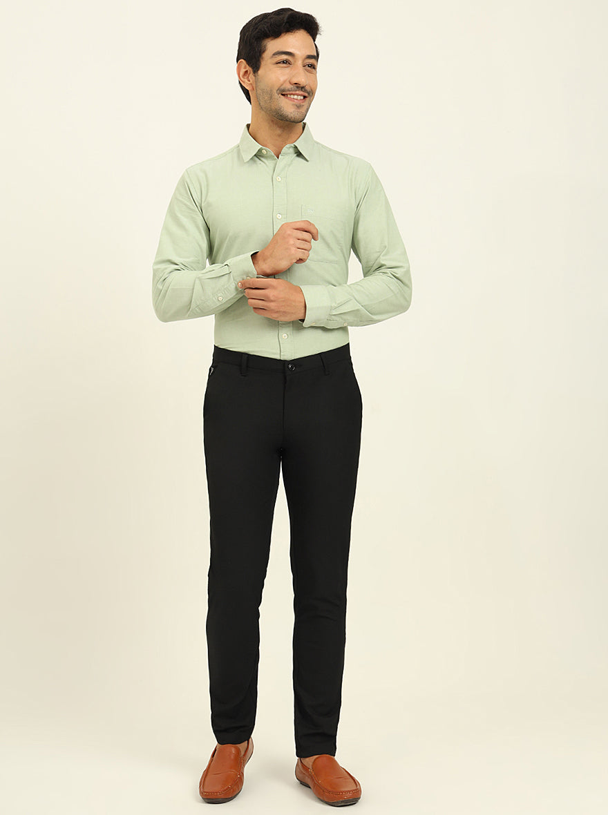 Black Solid Venice Fit Casual Trouser | JadeBlue