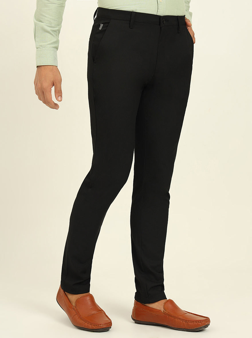 Black Solid Venice Fit Casual Trouser | JadeBlue