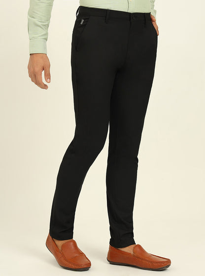 Black Solid Venice Fit Casual Trouser | JadeBlue