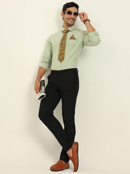 Black Solid Venice Fit Casual Trouser | JadeBlue