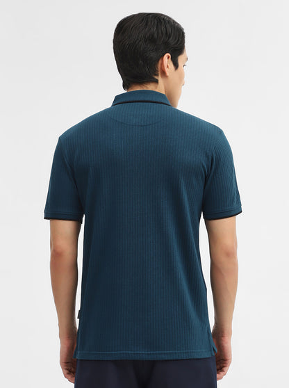 Teal Jacquard Slim Fit Polo T-Shirt | Greenfibre