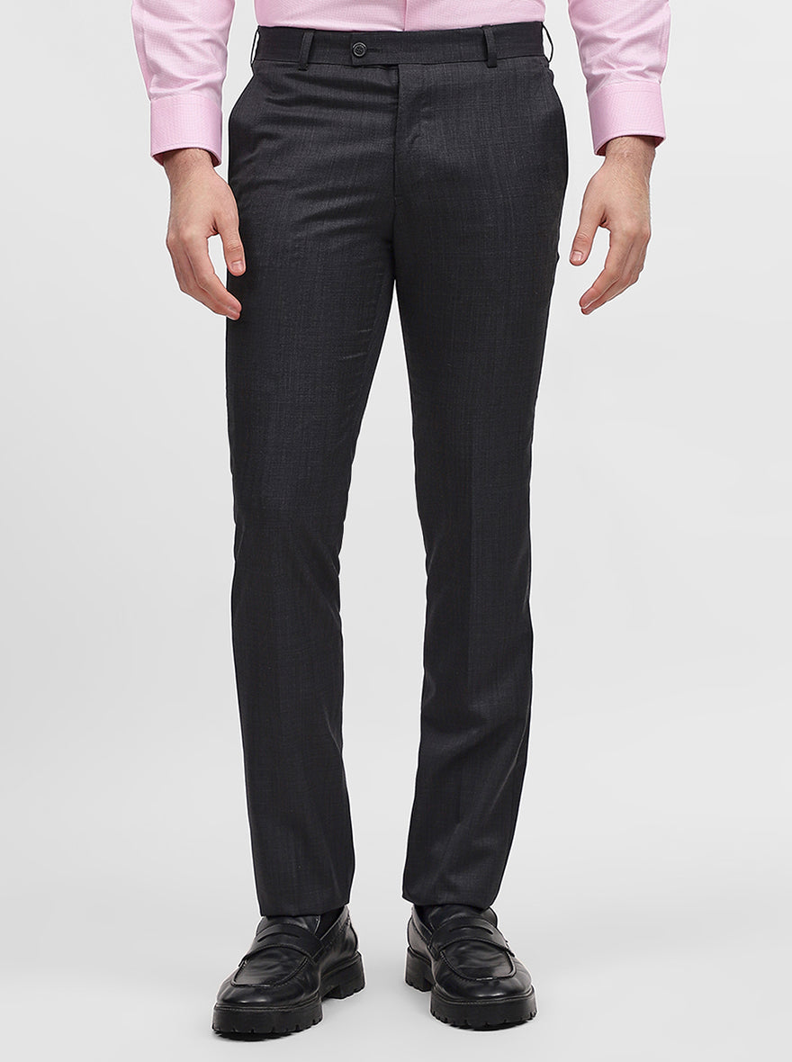 Grey Solid Slim Fit Formal Trouser | JadeBlue Super Luxe