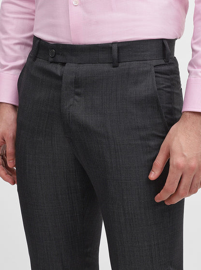 Grey Solid Slim Fit Formal Trouser | JadeBlue Super Luxe