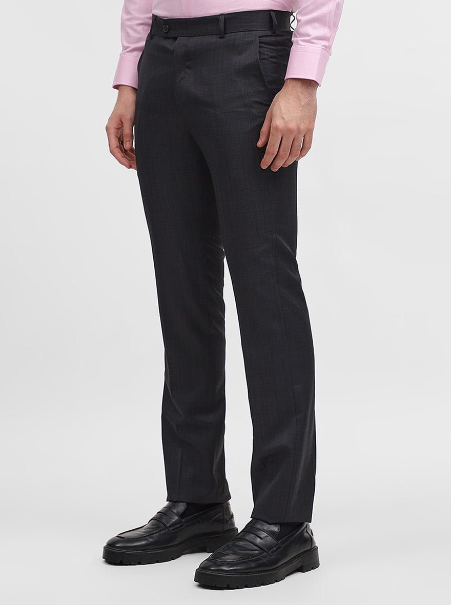 Grey Solid Slim Fit Formal Trouser | JadeBlue Super Luxe