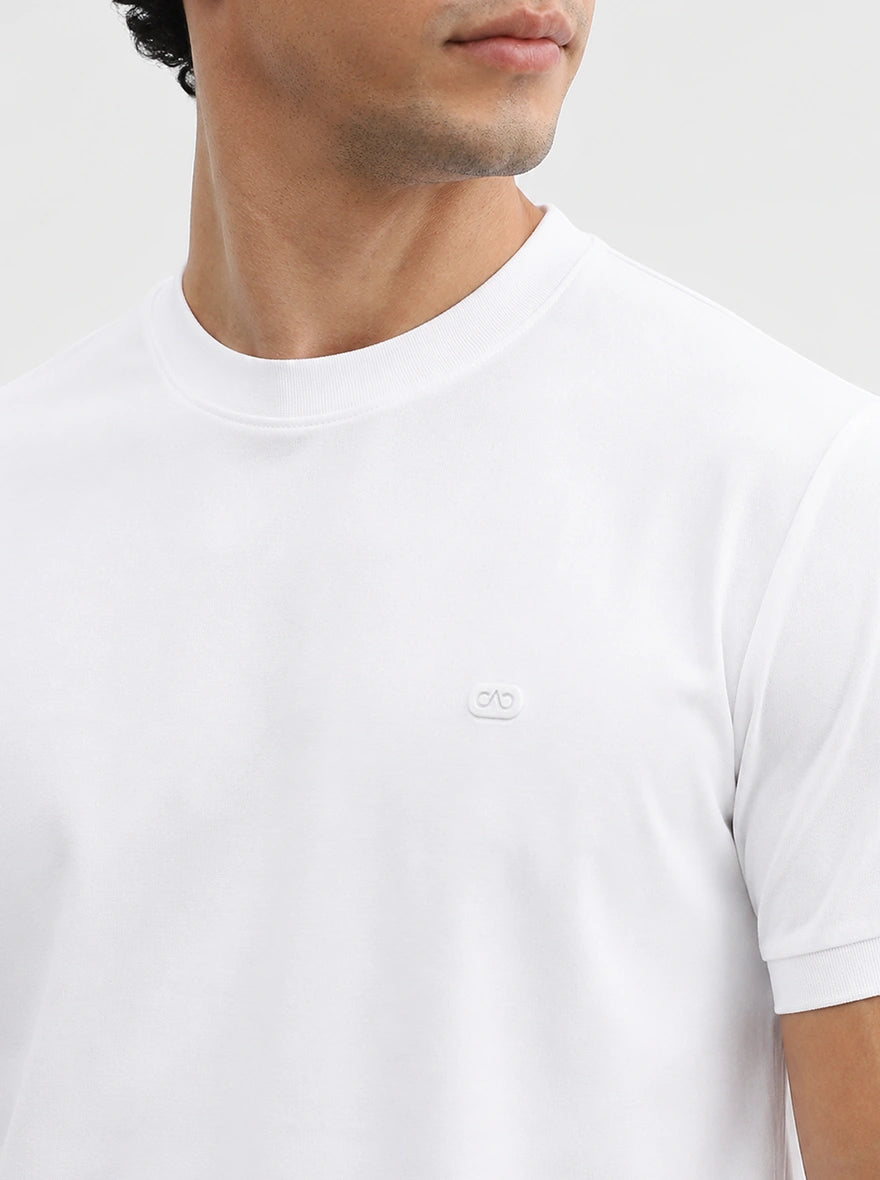 White Solid Slim Fit T-Shirt | JadeBlue