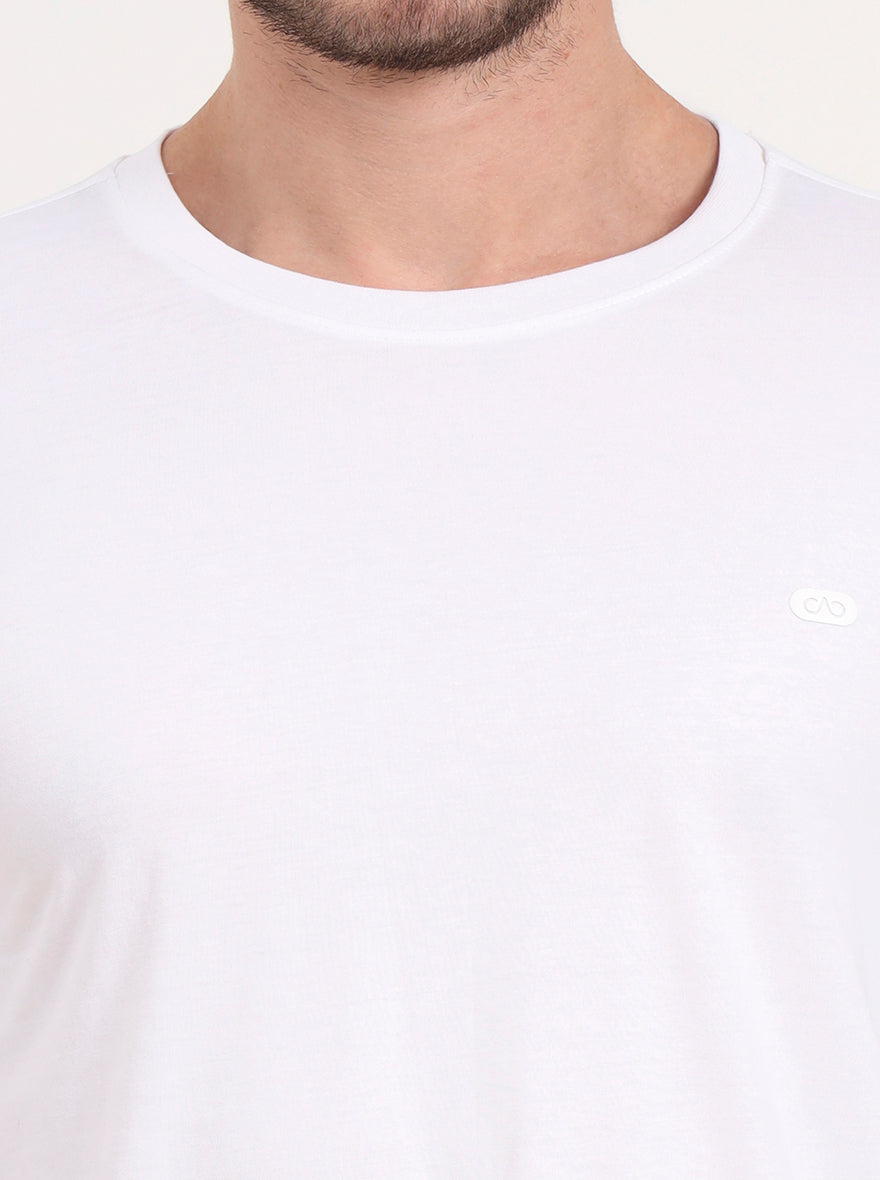 White Solid Slim Fit T-Shirt | JadeBlue