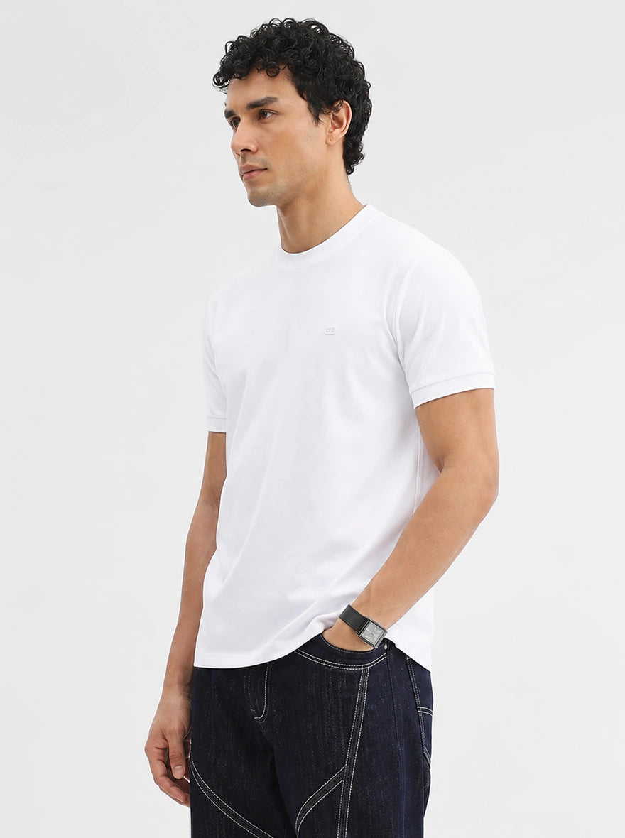 White Solid Slim Fit T-Shirt | JadeBlue