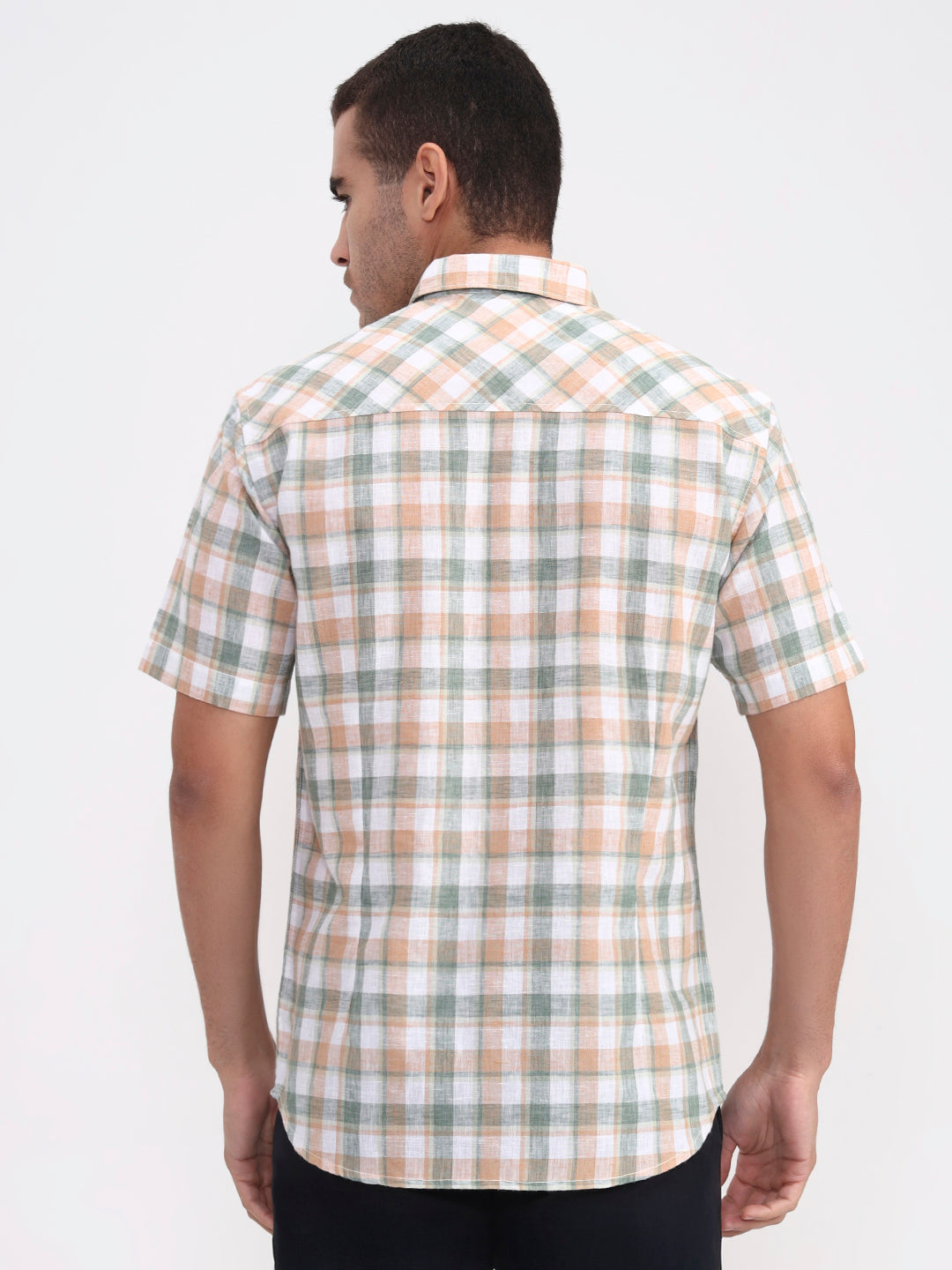Green Checked Slim Fit Casual Shirt | Greenfibre