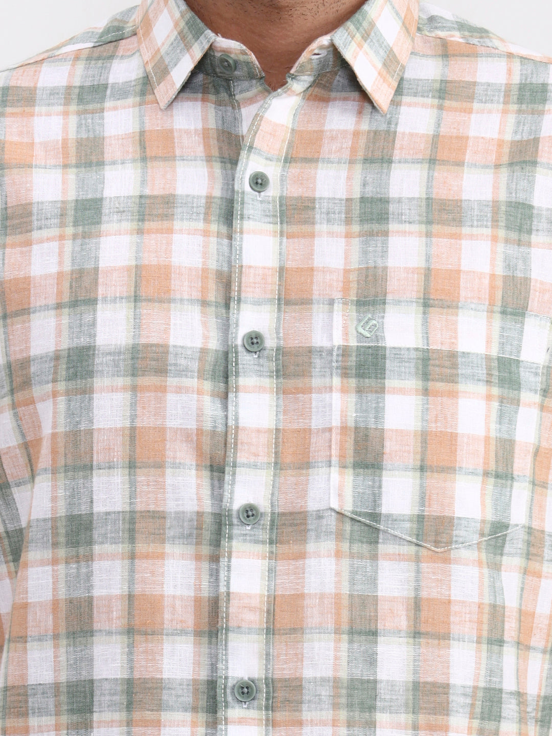 Green Checked Slim Fit Casual Shirt | Greenfibre