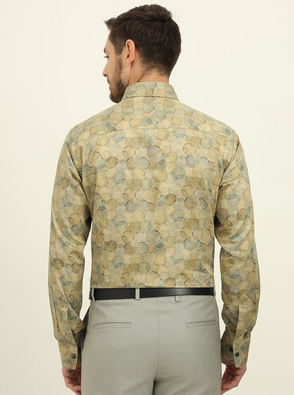 Golden & Green Printed Slim Fit Party Wear Shirt | Wyre