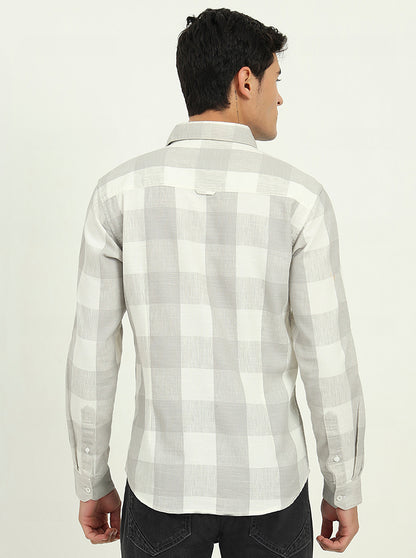 Grey Checked Slim Fit Casual Shirt | Greenfibre