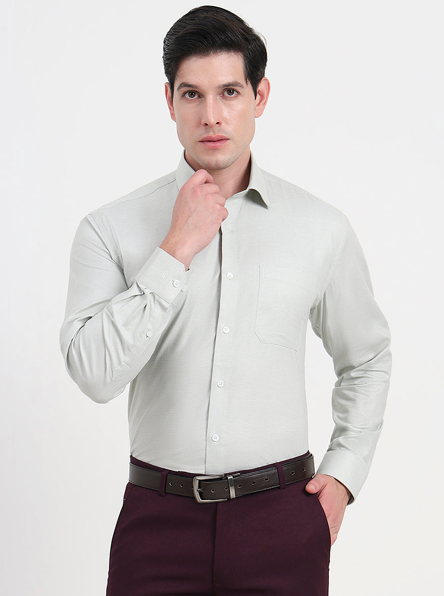 Pista Green Solid Regular Fit Formal Shirt | JadeBlue