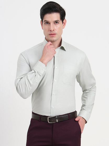 Pista Green Solid Regular Fit Formal Shirt | JadeBlue