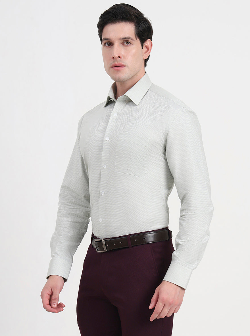 Pista Green Solid Regular Fit Formal Shirt | JadeBlue