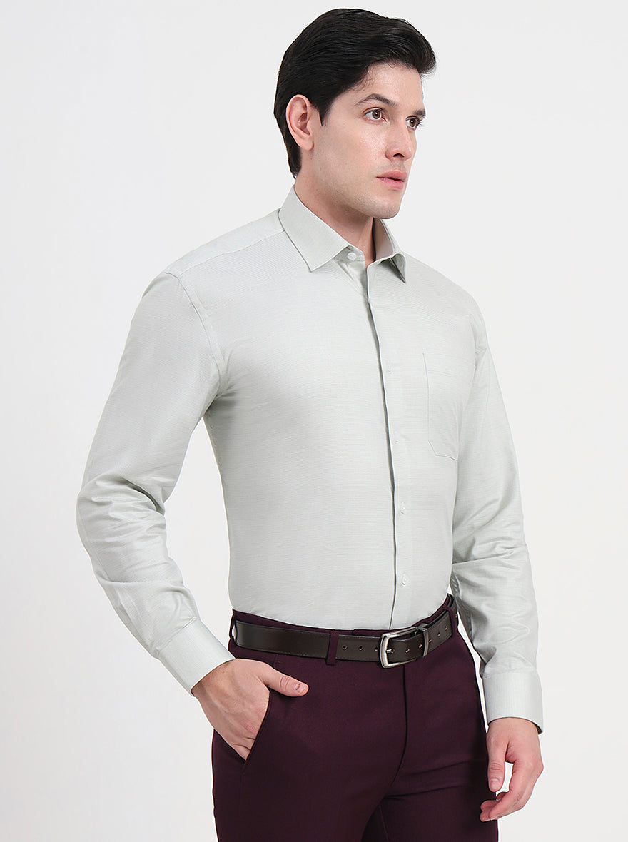 Pista Green Solid Regular Fit Formal Shirt | JadeBlue