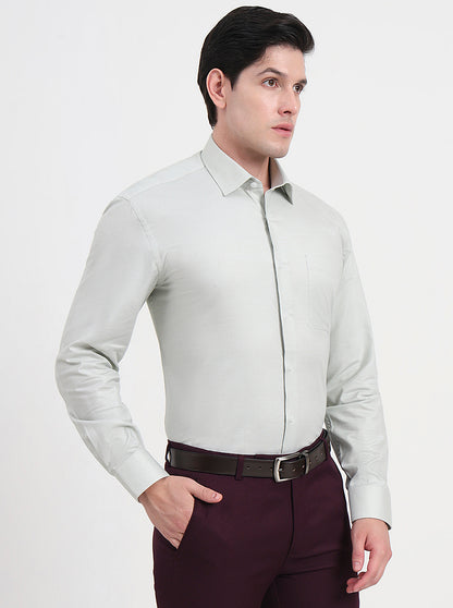 Pista Green Solid Regular Fit Formal Shirt | JadeBlue