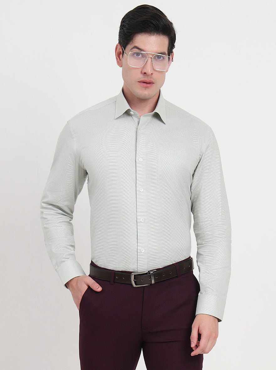 Pista Green Solid Regular Fit Formal Shirt | JadeBlue