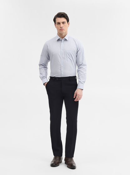 Blue & White Checked Regular Fit Formal Shirt | JadeBlue