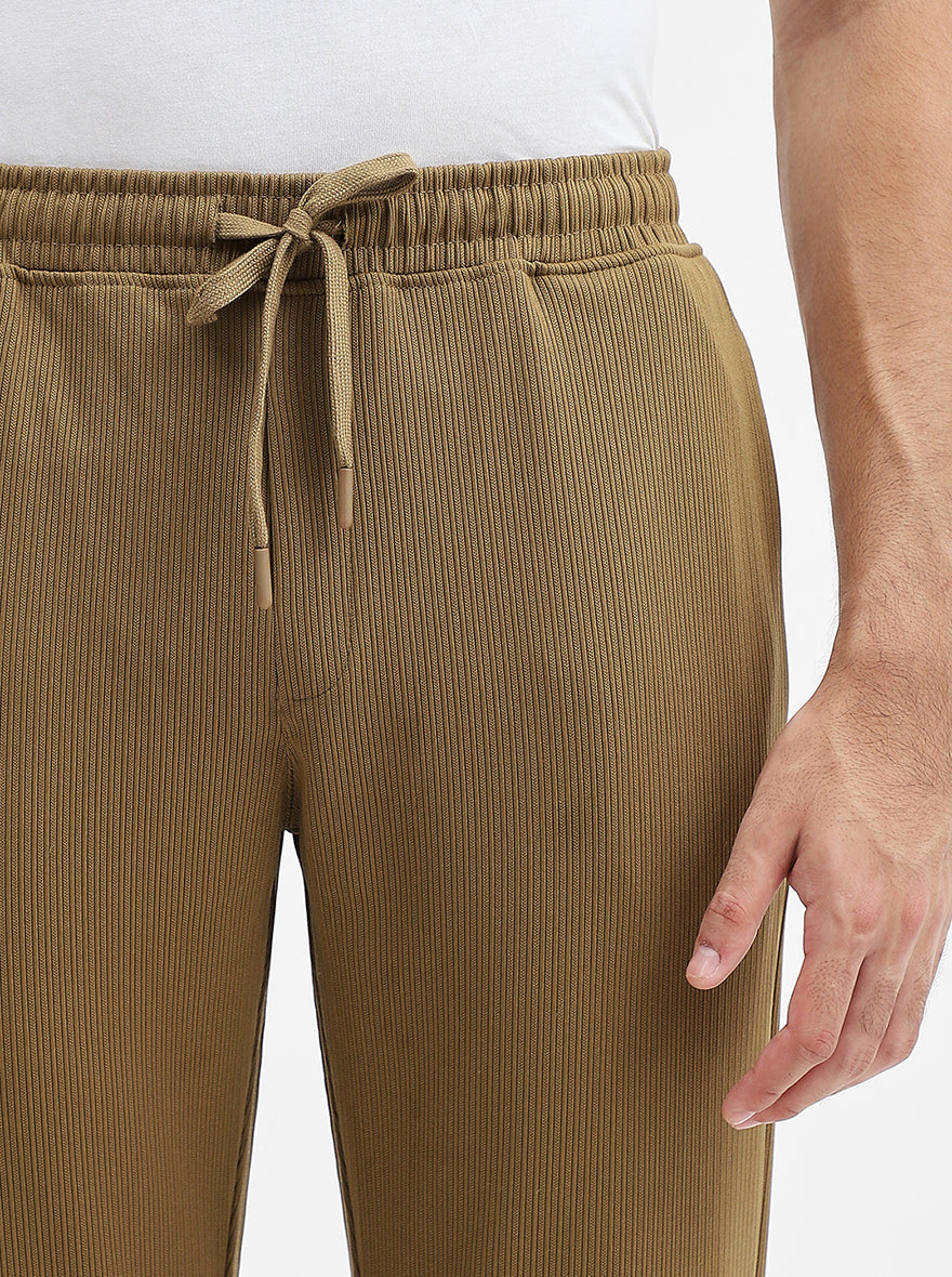 Khaki Striped Slim Fit Track Pant | JadeBlue