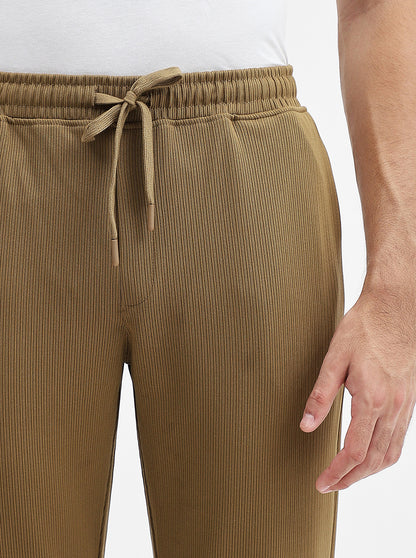 Khaki Striped Slim Fit Track Pant | JadeBlue