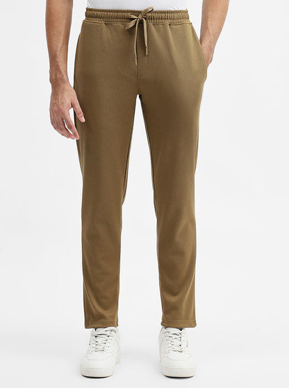Khaki Striped Slim Fit Track Pant | JadeBlue