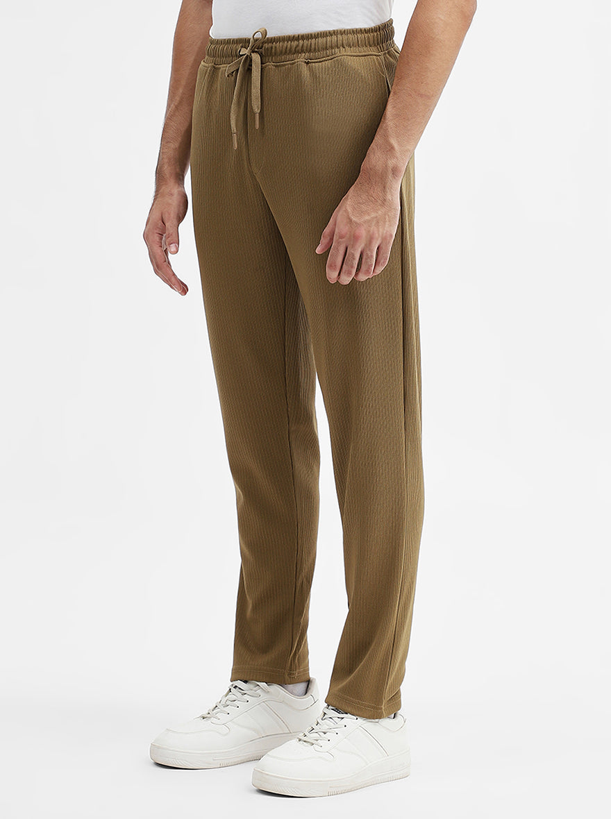 Khaki Striped Slim Fit Track Pant | JadeBlue
