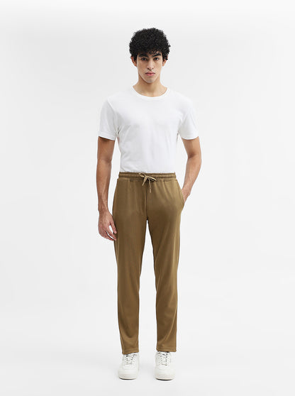 Khaki Striped Slim Fit Track Pant | JadeBlue