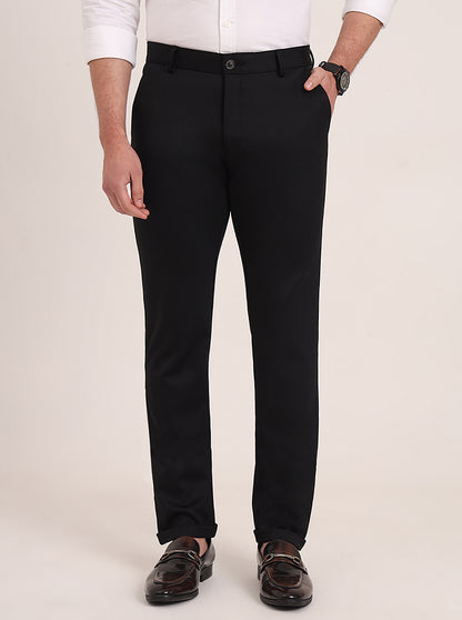 Black Solid Slim Fit Club Wear Trouser | JB Studio