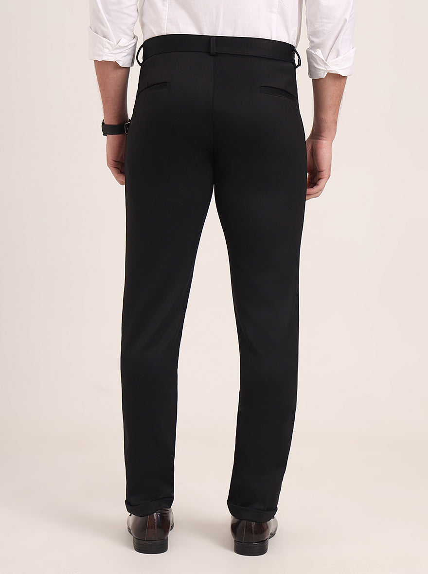 Black Solid Slim Fit Club Wear Trouser | JB Studio