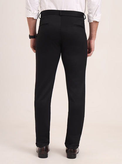 Black Solid Slim Fit Club Wear Trouser | JB Studio