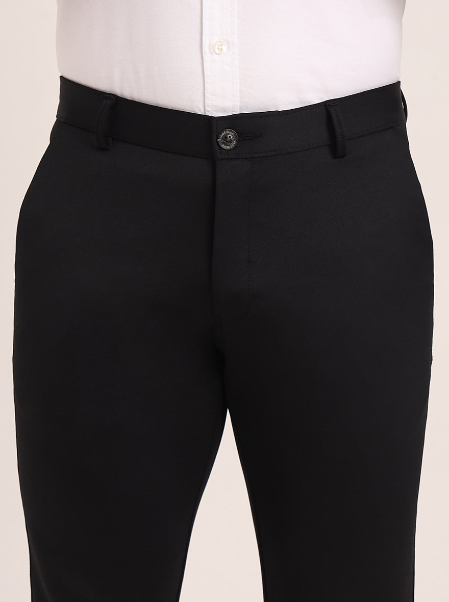 Black Solid Slim Fit Club Wear Trouser | JB Studio