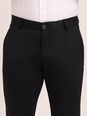 Black Solid Slim Fit Club Wear Trouser | JB Studio