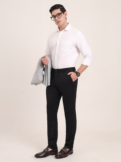 Black Solid Slim Fit Club Wear Trouser | JB Studio