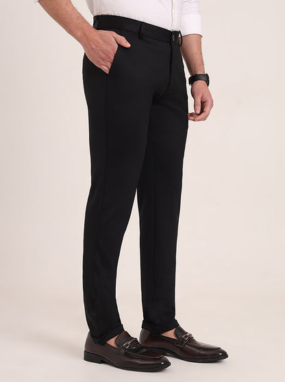 Black Solid Slim Fit Club Wear Trouser | JB Studio