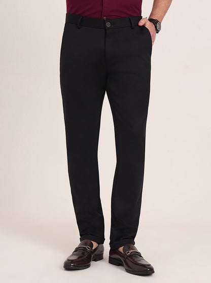 Navy Blue Solid Slim Fit Club Wear Trouser | JB Studio