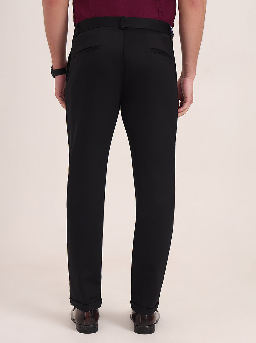 Navy Blue Solid Slim Fit Club Wear Trouser | JB Studio