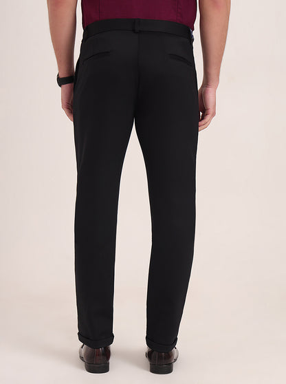 Navy Blue Solid Slim Fit Club Wear Trouser | JB Studio