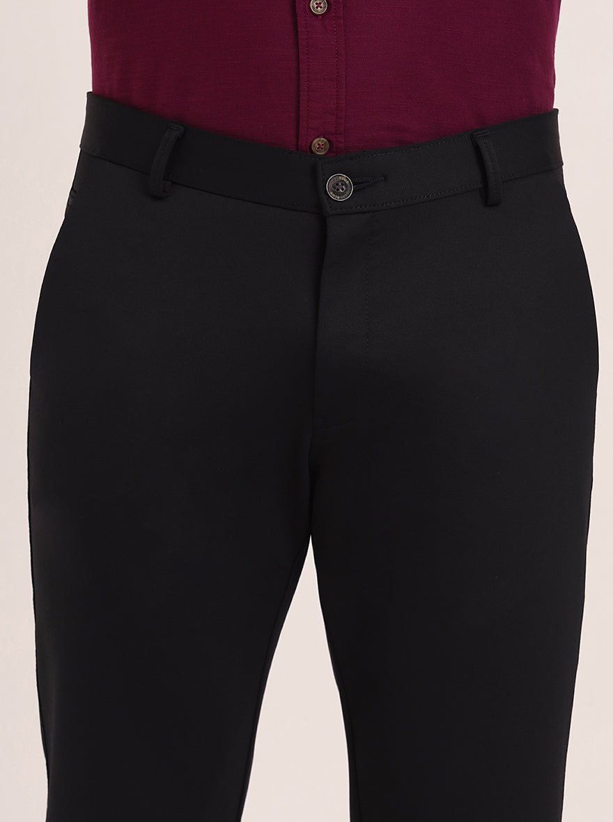 Navy Blue Solid Slim Fit Club Wear Trouser | JB Studio