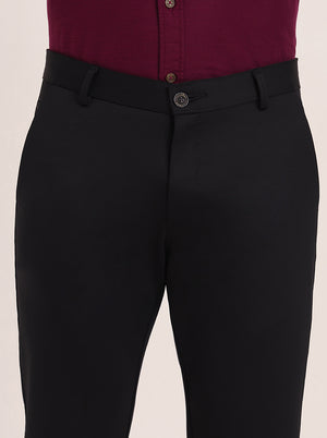 Navy Blue Solid Slim Fit Club Wear Trouser | JB Studio