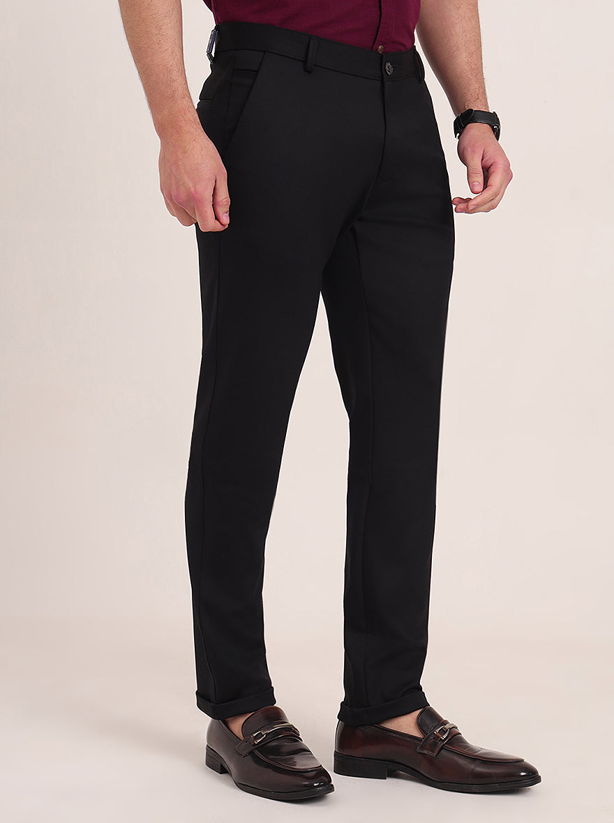 Navy Blue Solid Slim Fit Club Wear Trouser | JB Studio