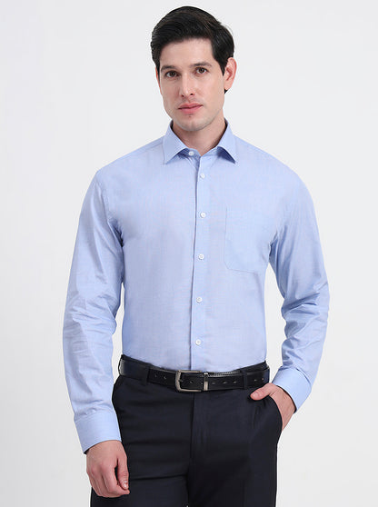 Blue Solid Regular Fit Formal Shirt | JadeBlue