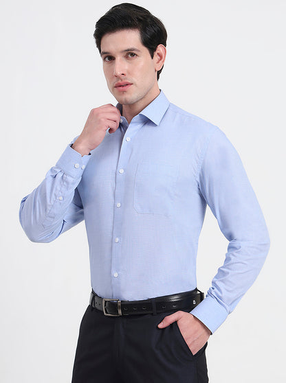 Blue Solid Regular Fit Formal Shirt | JadeBlue