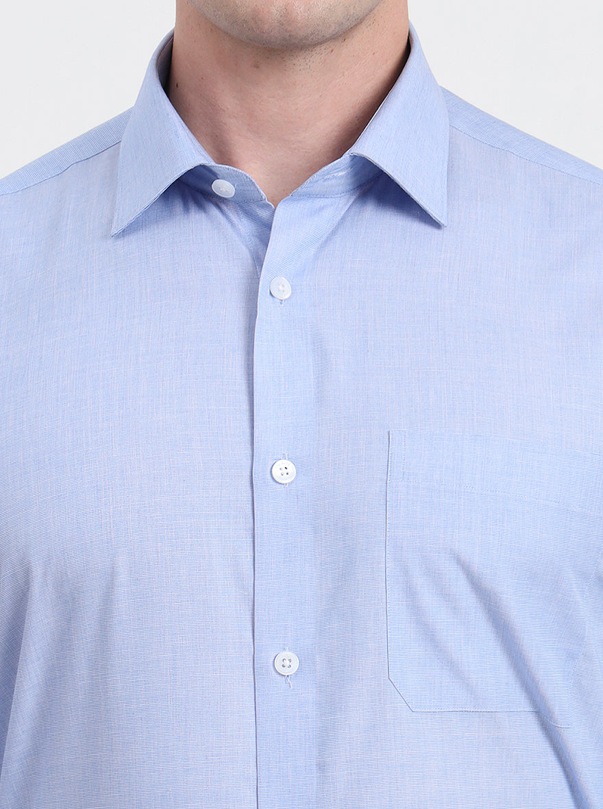 Blue Solid Regular Fit Formal Shirt | JadeBlue