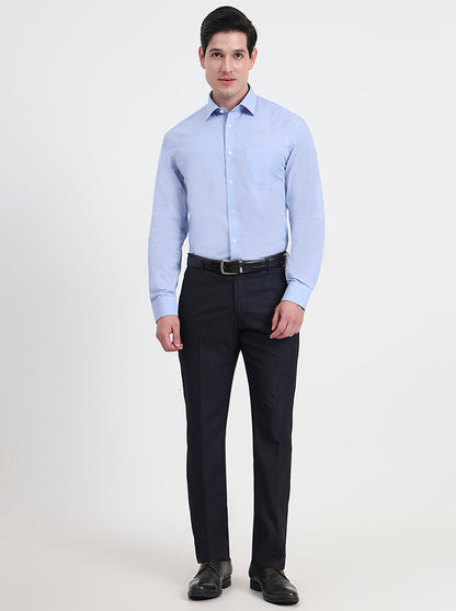 Blue Solid Regular Fit Formal Shirt | JadeBlue
