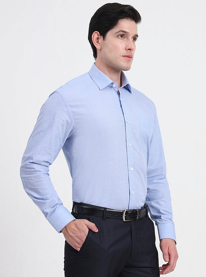 Blue Solid Regular Fit Formal Shirt | JadeBlue
