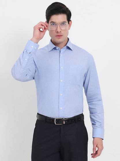 Blue Solid Regular Fit Formal Shirt | JadeBlue