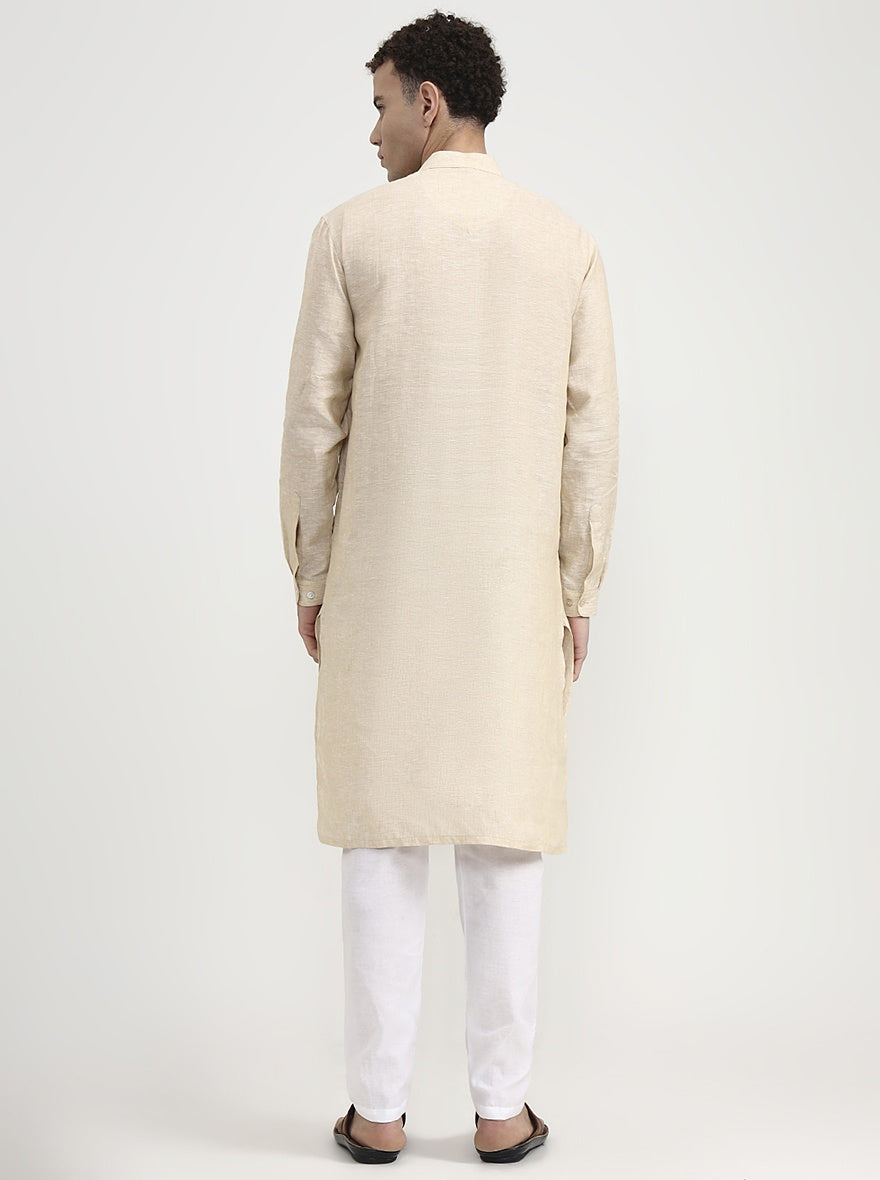 Light Fawn Solid  Modi Kurta | JadeBlue