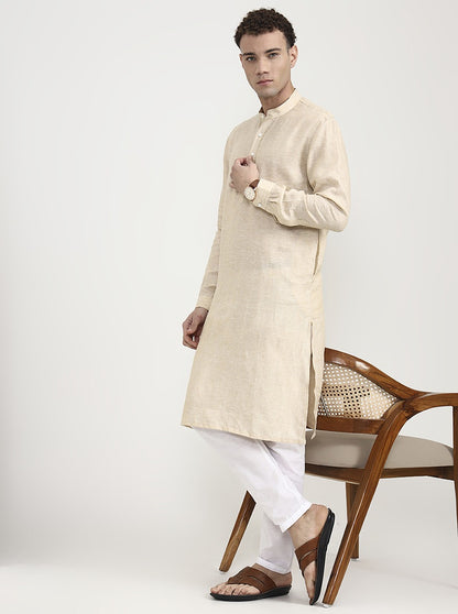Light Fawn Solid  Modi Kurta | JadeBlue